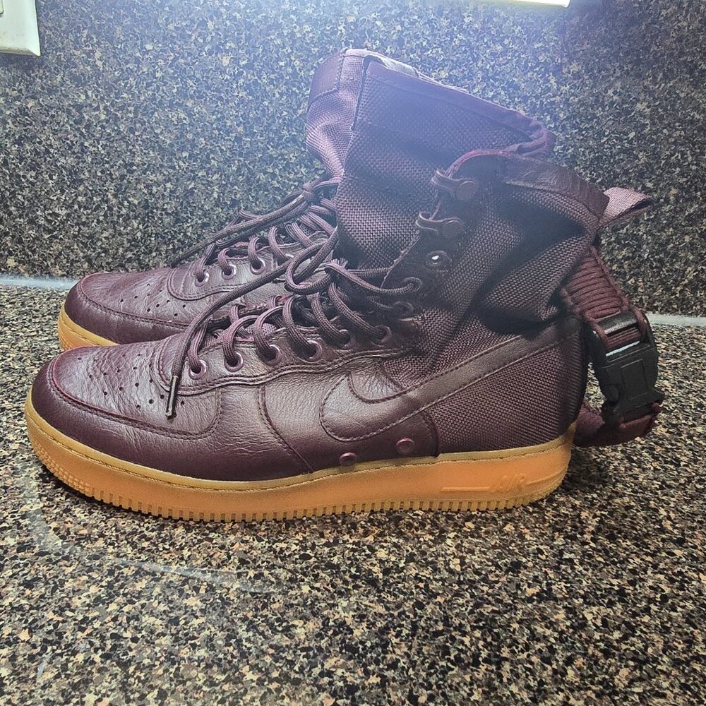 Nike SF Air Force 1 Mens 9.5 Deep Burgundy High Top Sneaker Shoe Boot 864024-600